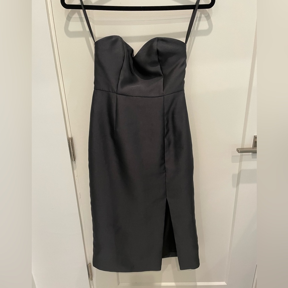 Anthropologie midi strapless satin dress